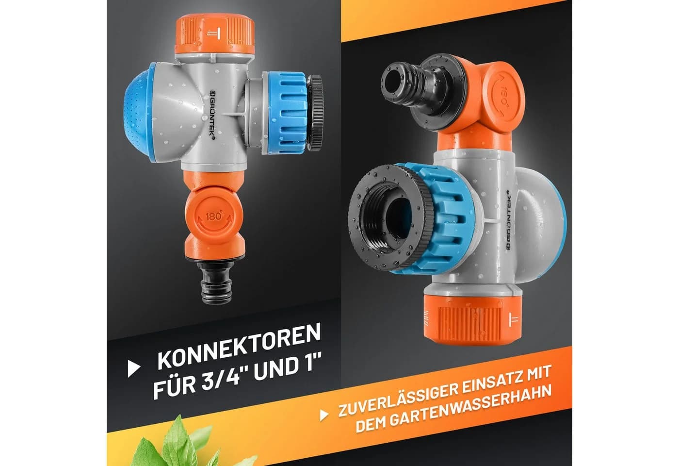 GRÜNTEK Schlauchadapter Flexibel Blau Dreh- und Neigbar