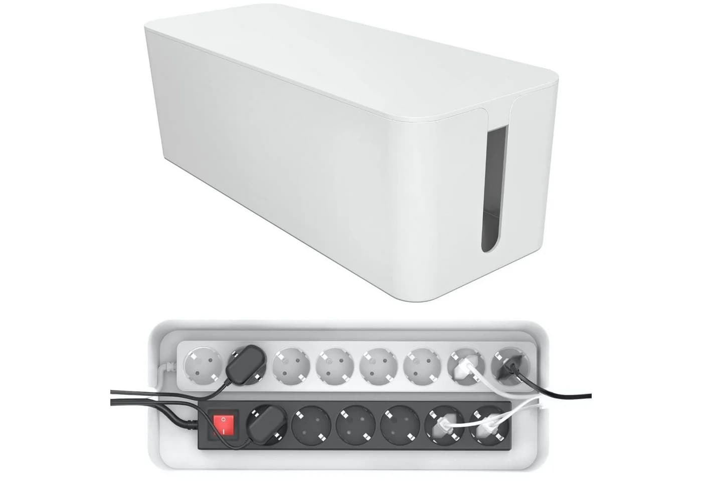 Pazzimo Kabelbox Design Kabelbox Kabelmanager Ladebox Box Weiß - Bild 2