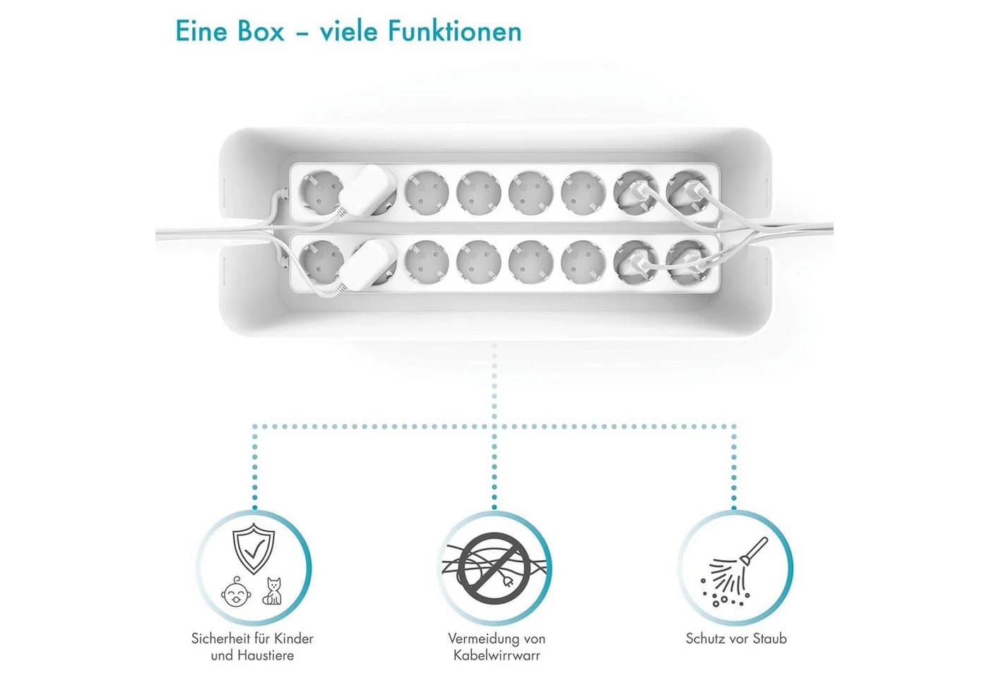 Pazzimo Kabelbox Design Kabelbox Kabelmanager Ladebox Box Weiß - Bild 3