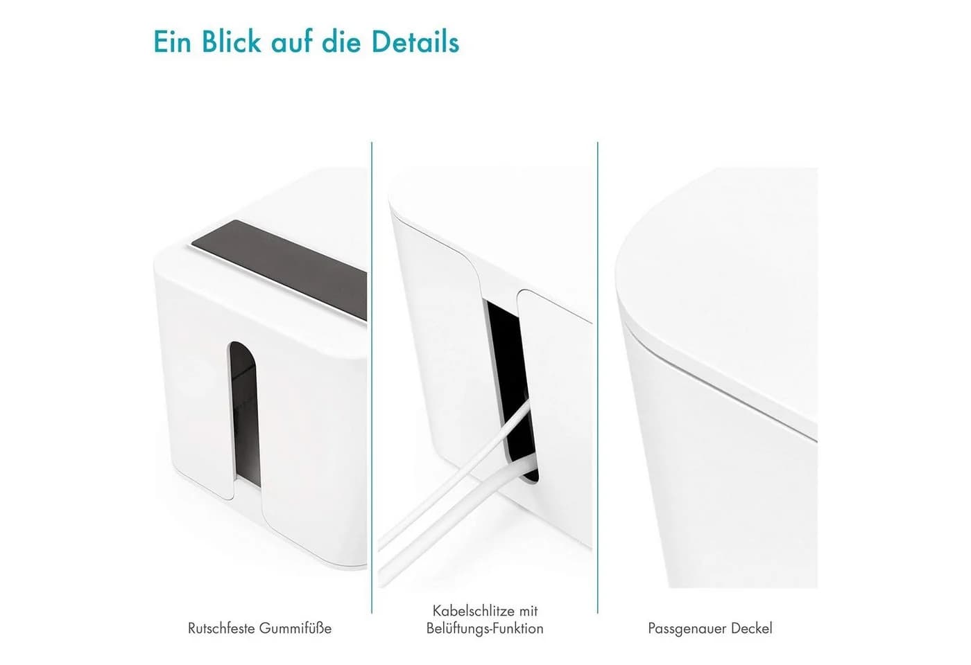 Pazzimo Kabelbox Set 2-tlg. Weiß Kunststoff Kabelmanager - Bild 4