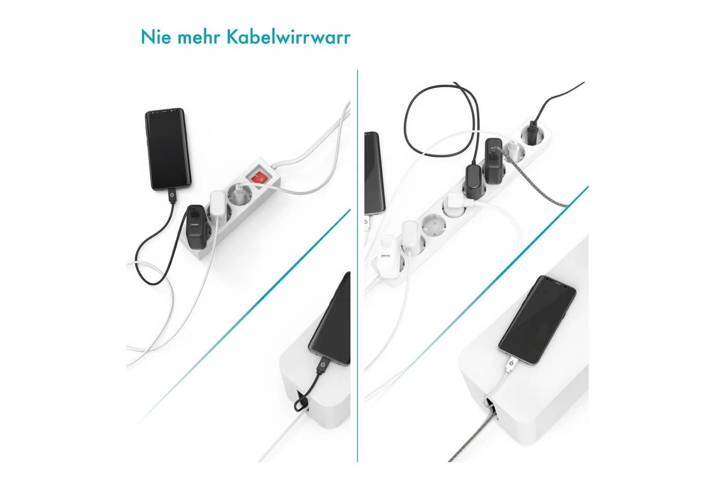 Pazzimo Kabelbox Set 2-tlg. Weiß Kunststoff Kabelmanager - Bild 5