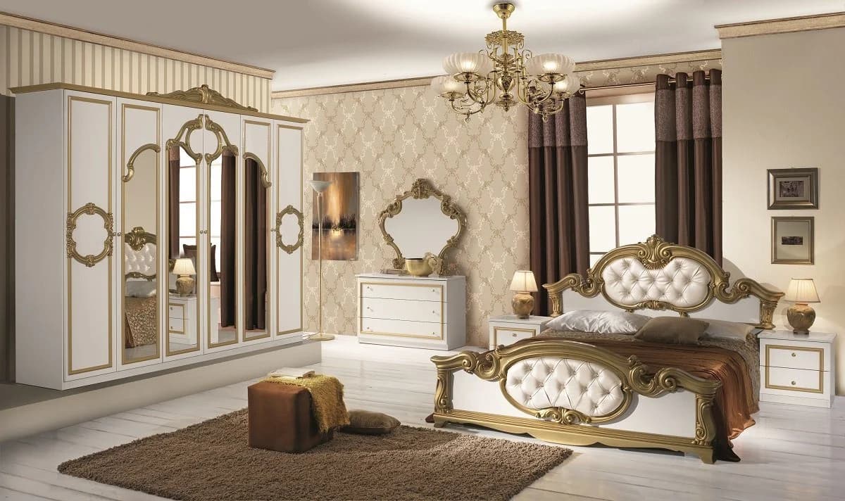 Eleganter Barock Schlafzimmer-Set in Weiß und Gold - Bild 2