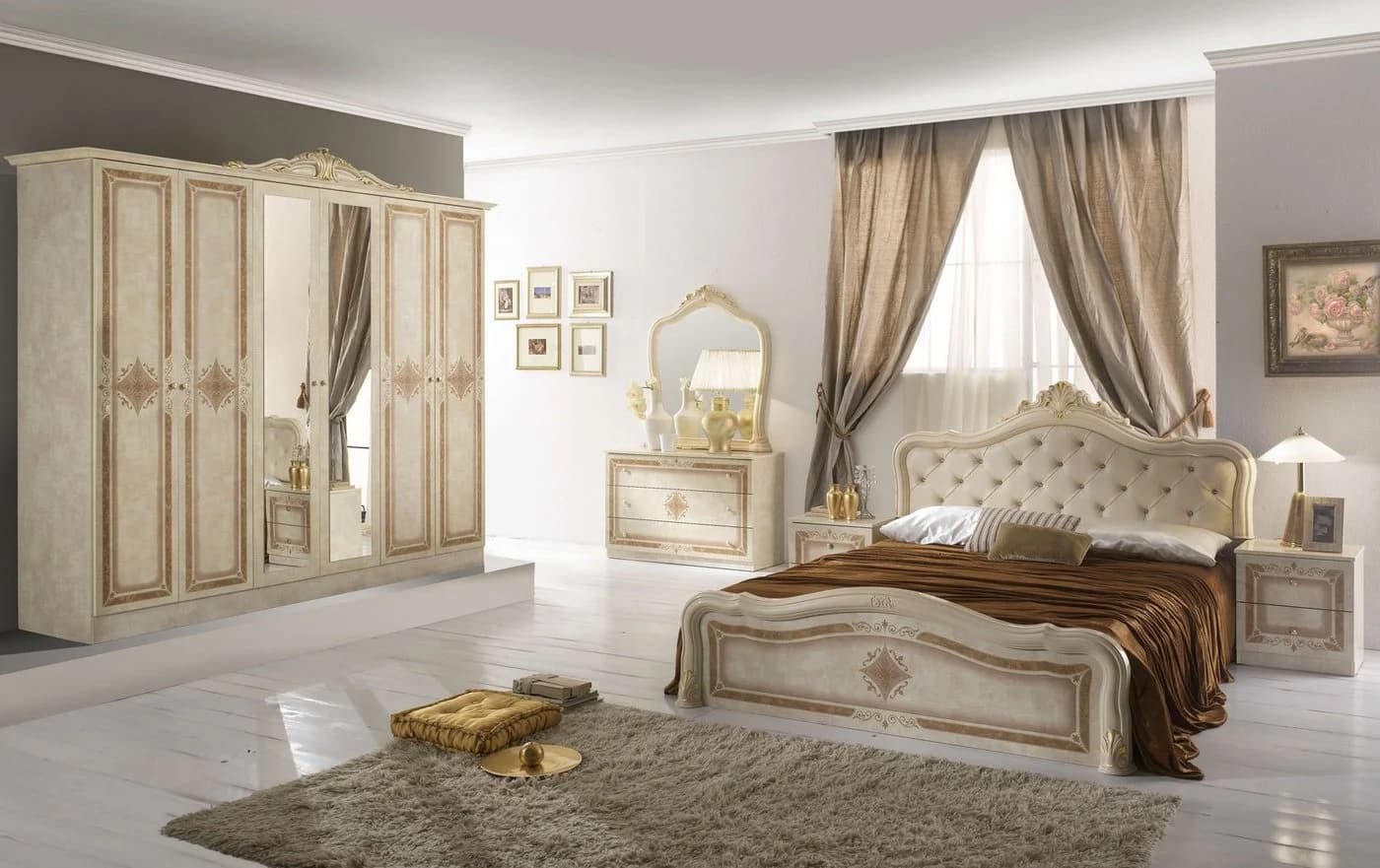 Interdesign24 Schlafzimmer-Set Livia 6-teilig Barock Beige/Gold Hochglanz - Bild 2