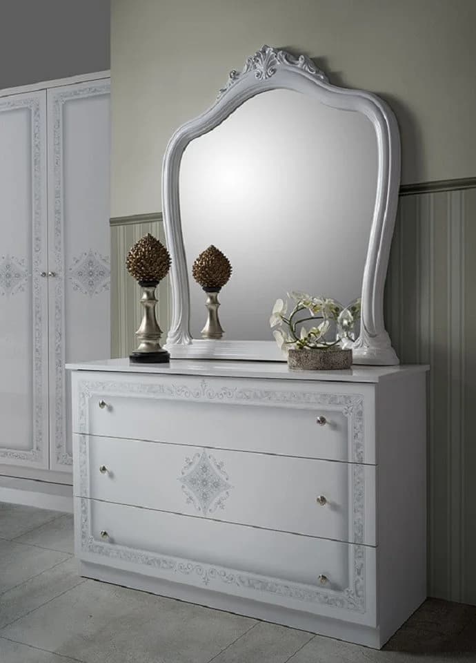 Interdesign24 Schlafzimmer-Set Livia Weiß/Silber Barock Hochglanz 6-Teilig - Bild 5