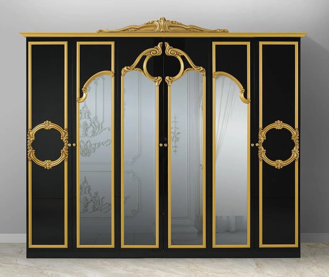 Interdesign24 Schlafzimmer-Set Donna 6-tlg. Barock Schwarz/Gold