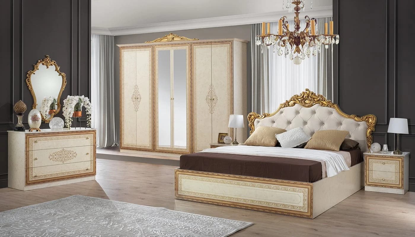 Interdesign24 Schlafzimmer-Set Giulia 6-teilig Barock Hochglanz Beige/Gold - Bild 2