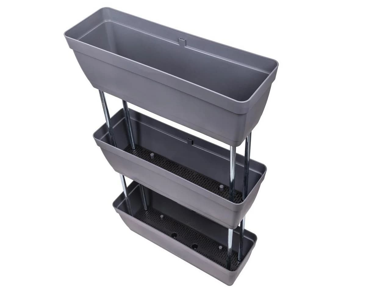 kamelshopping Vertikaler Pflanzkasten-Regal Grau mit Wasserspeicher - Bild 2