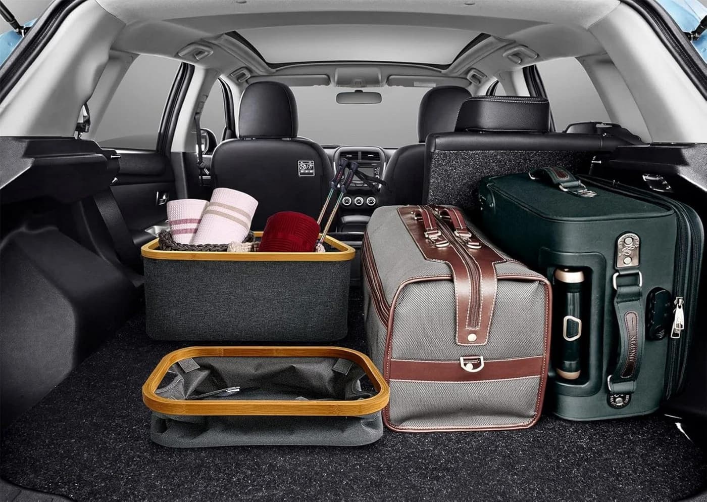 LaCute Wäschekorb Faltbarer 50 L Bambus Grau - Bild 5