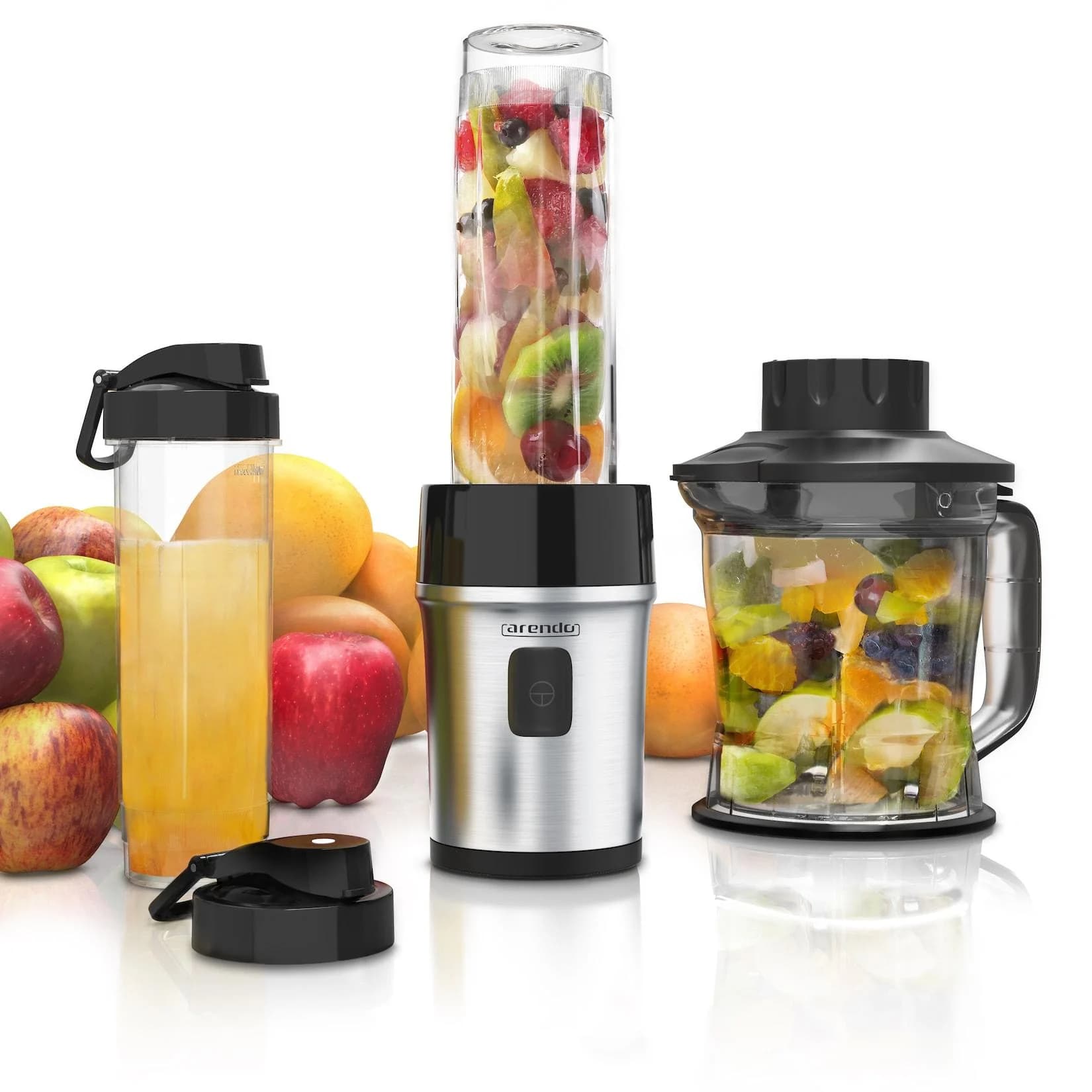Arendo Standmixer 700 W Edelstahl Mixer & Zerkleinerer 1,2L 2IN1 inkl. 2x Mixbehälter je 0,57L