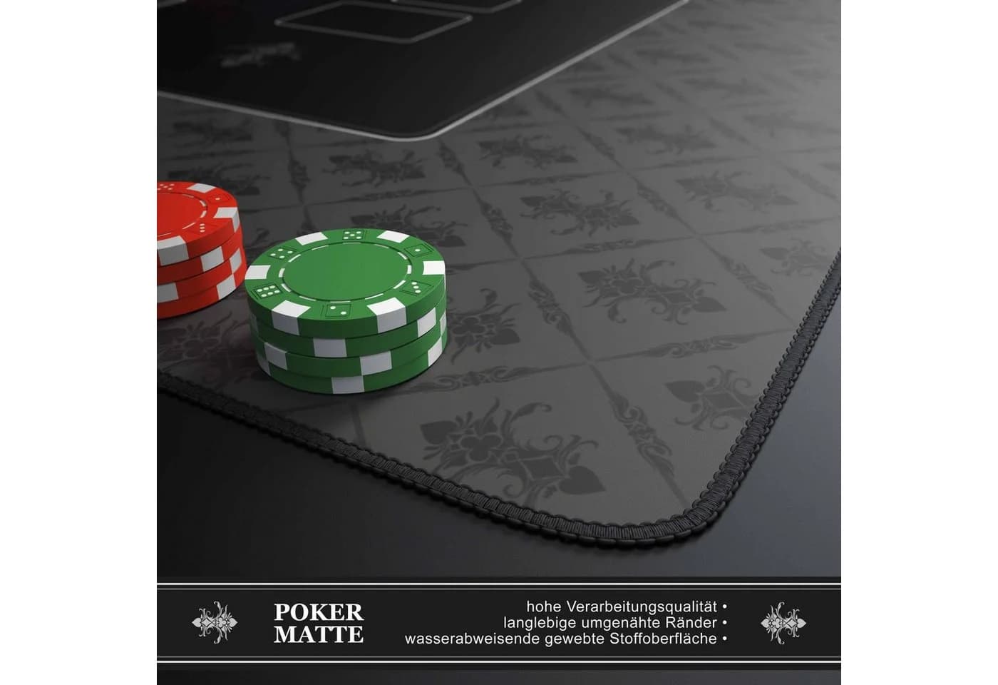 CSL Spieltisch XXL Profi Pokermatte Schwarz Abwaschbar - Bild 5