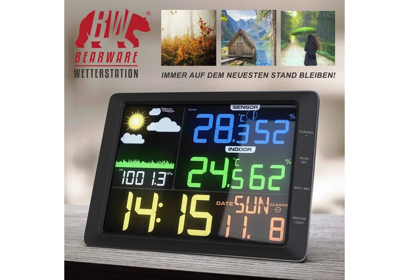 BEARWARE Wetterstation mit Außensensor LCD Farbdisplay Wettervorhersage - Bild 4