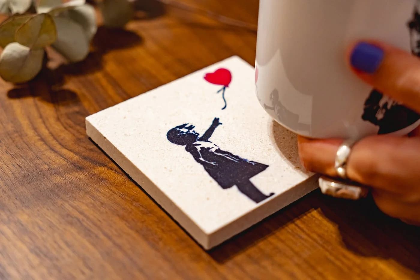 AvantgART Glasuntersetzer Stein Banksy Girl with Balloon - Bild 2