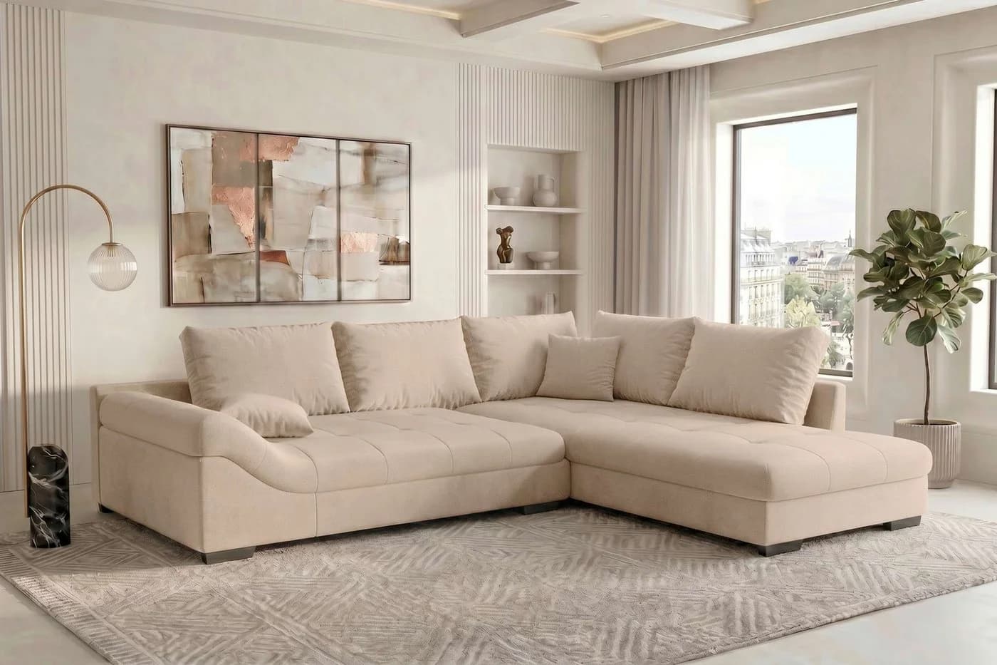 Sofa Dreams Ecksofa Mykonos L Form kurz Beige Strukturstoff - Bild 2