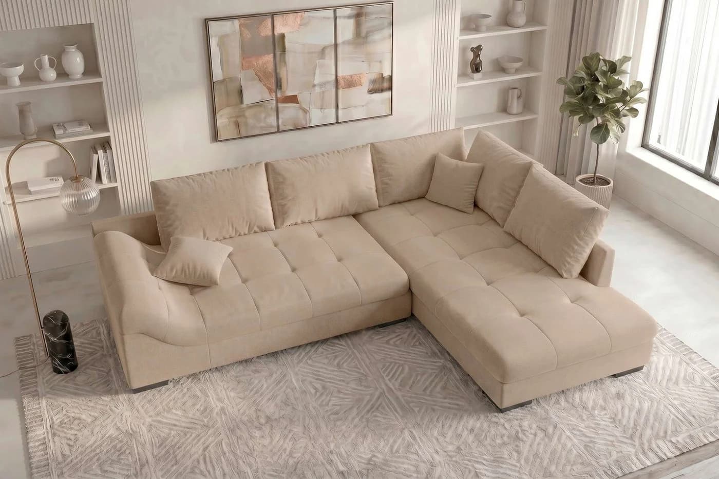 Sofa Dreams Ecksofa Mykonos L Form kurz Beige Strukturstoff - Bild 3