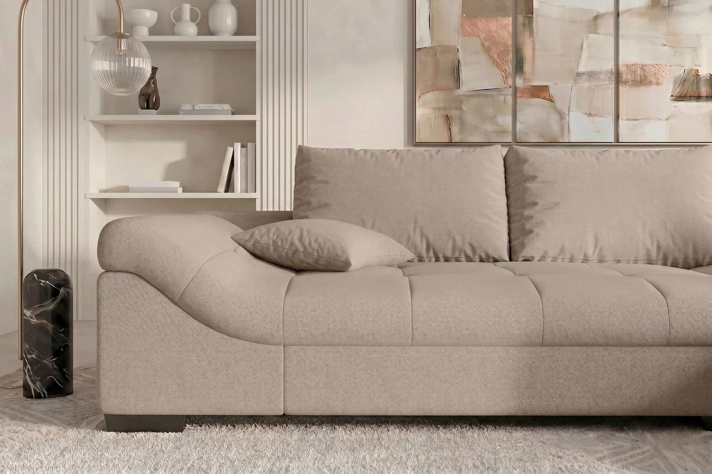 Sofa Dreams Ecksofa Mykonos L Form kurz Beige Strukturstoff - Bild 5