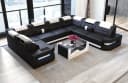 Sofa Dreams Como U-Form Ledersofa Schwarz mit LED & Schlafsofa-Funktion Bild 2
