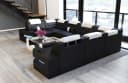 Sofa Dreams Como U-Form Ledersofa Schwarz mit LED & Schlafsofa-Funktion Bild 3