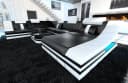 Sofa Dreams Turino XXL U-Form Ledersofa Schwarz mit LED & Schlaffunktion Bild 2