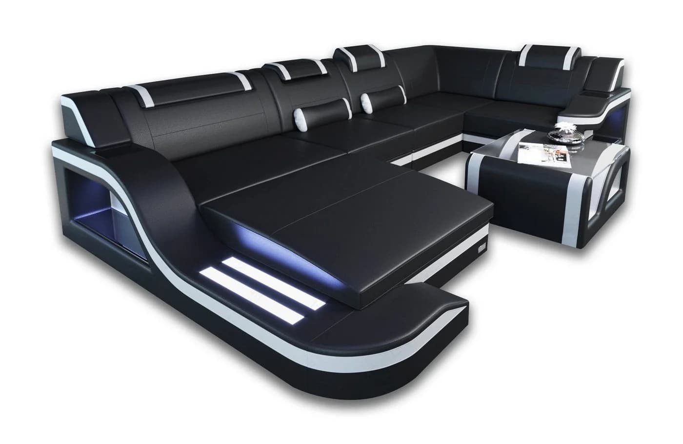 Sofa Dreams Palermo U-Form Ledersofa mit LED & Bettfunktion - Bild 2