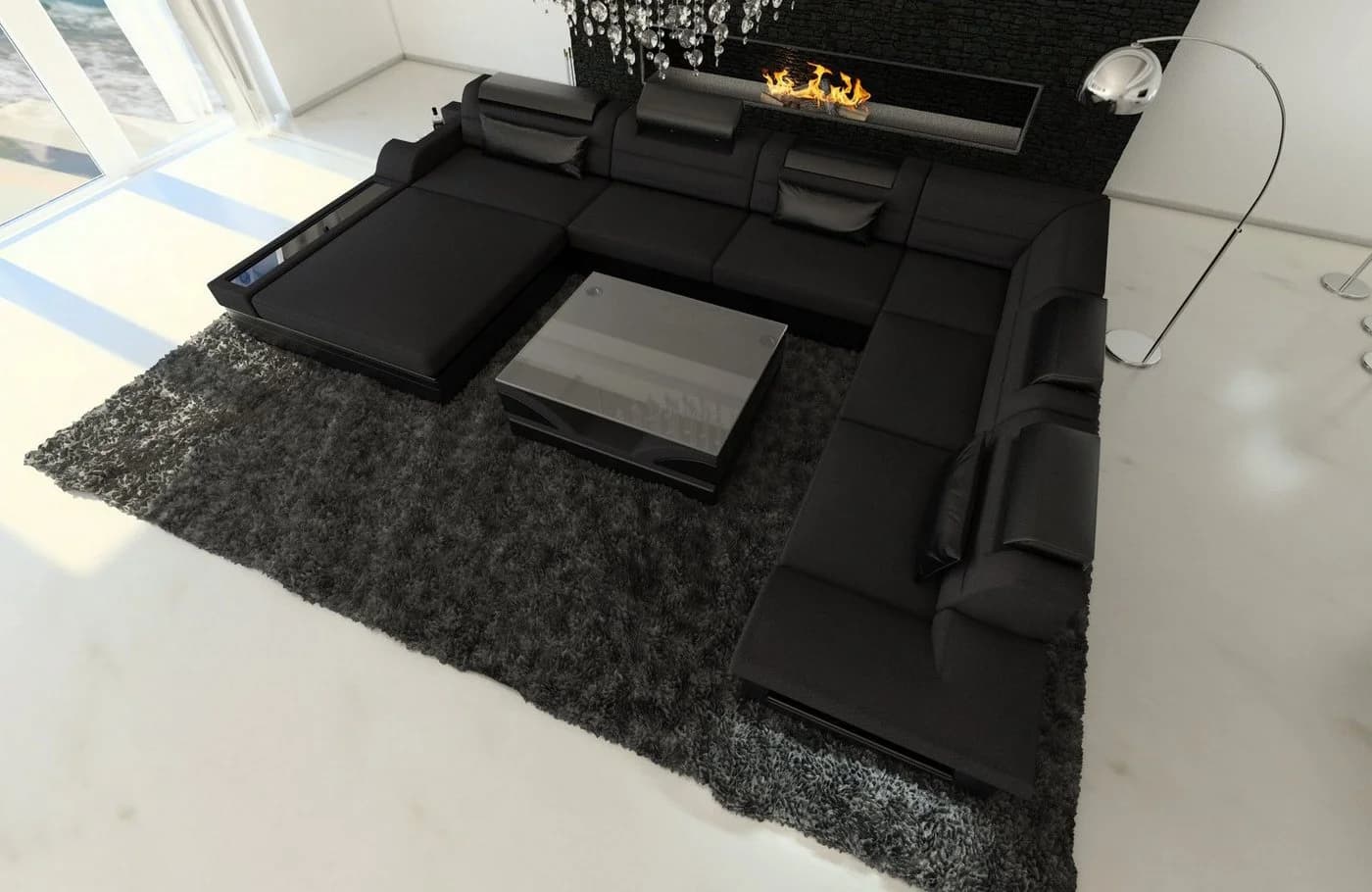 Mezzo XXL Wohnlandschaft U-Form Stoffsofa mit LED & Bettfunktion - Bild 4