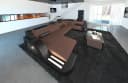 Sofa Dreams Palermo U-Form Sofa Braun/Schwarz mit LED & USB Bild 2