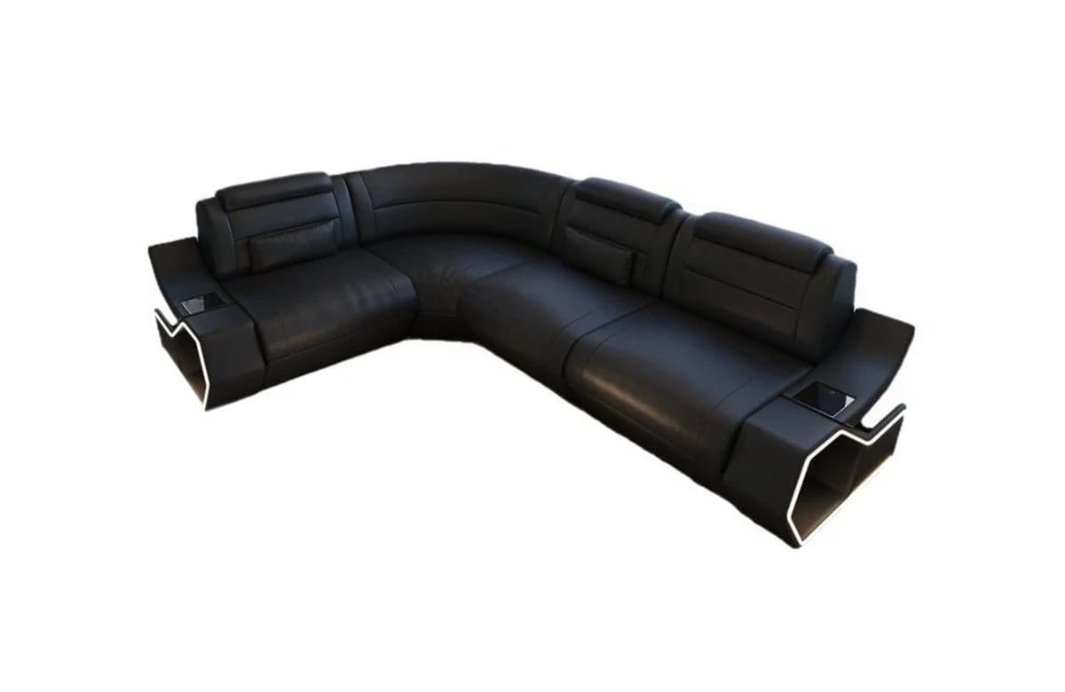 Sofa Dreams Ecksofa Pescara L Form Schwarz Kunstleder Premium USB LED