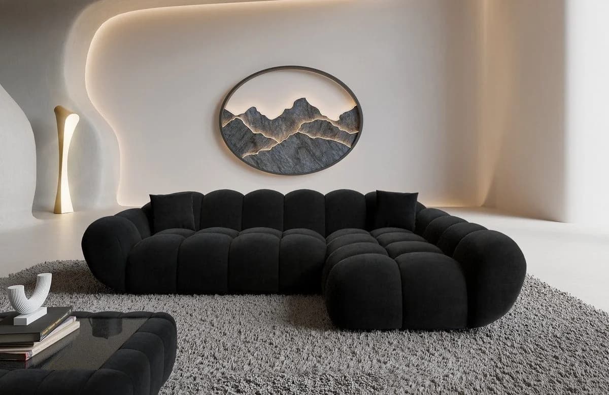 Sofa Dreams Polsterecke Maleron L Form kurz Samt Schwarz - Bild 2