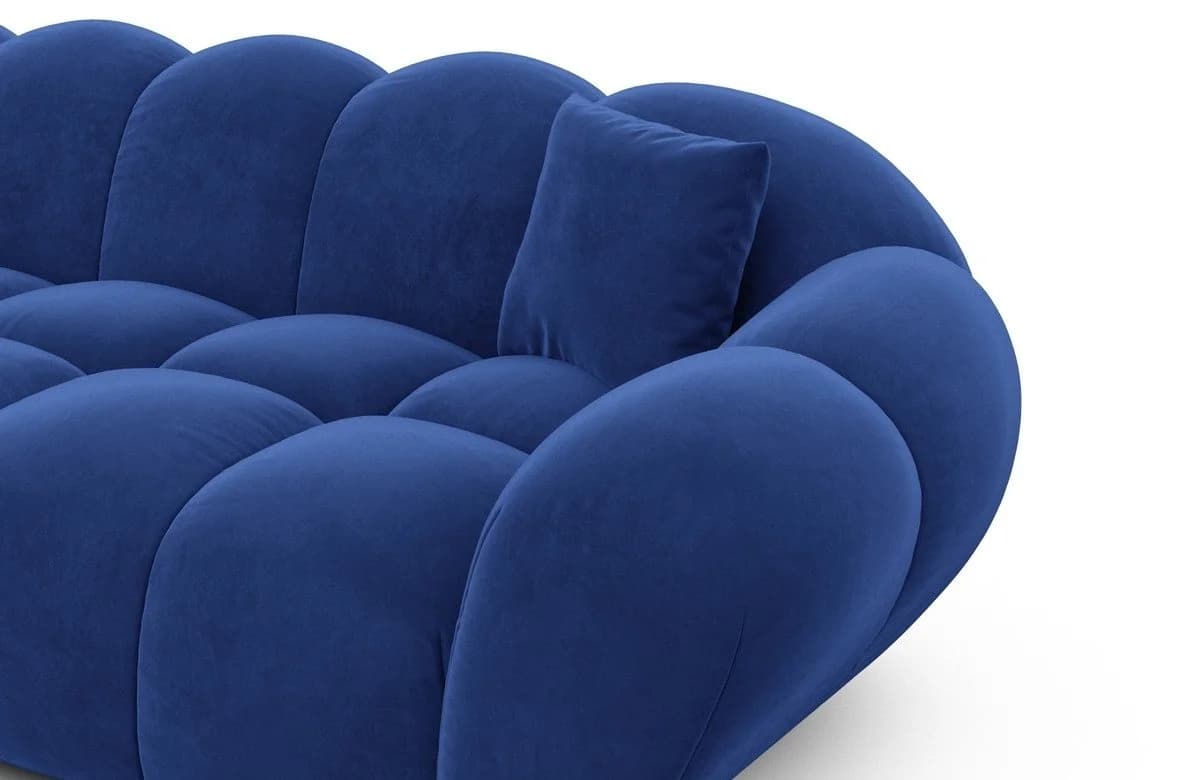 Sofa Dreams Maleron U-Form Stoffsofa Samt Dunkelblau mit Ottomane - Bild 5