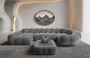 Sofa Dreams Maleron U-Form Sofa Samt Dunkelgrau mit Ottomane links Bild 2