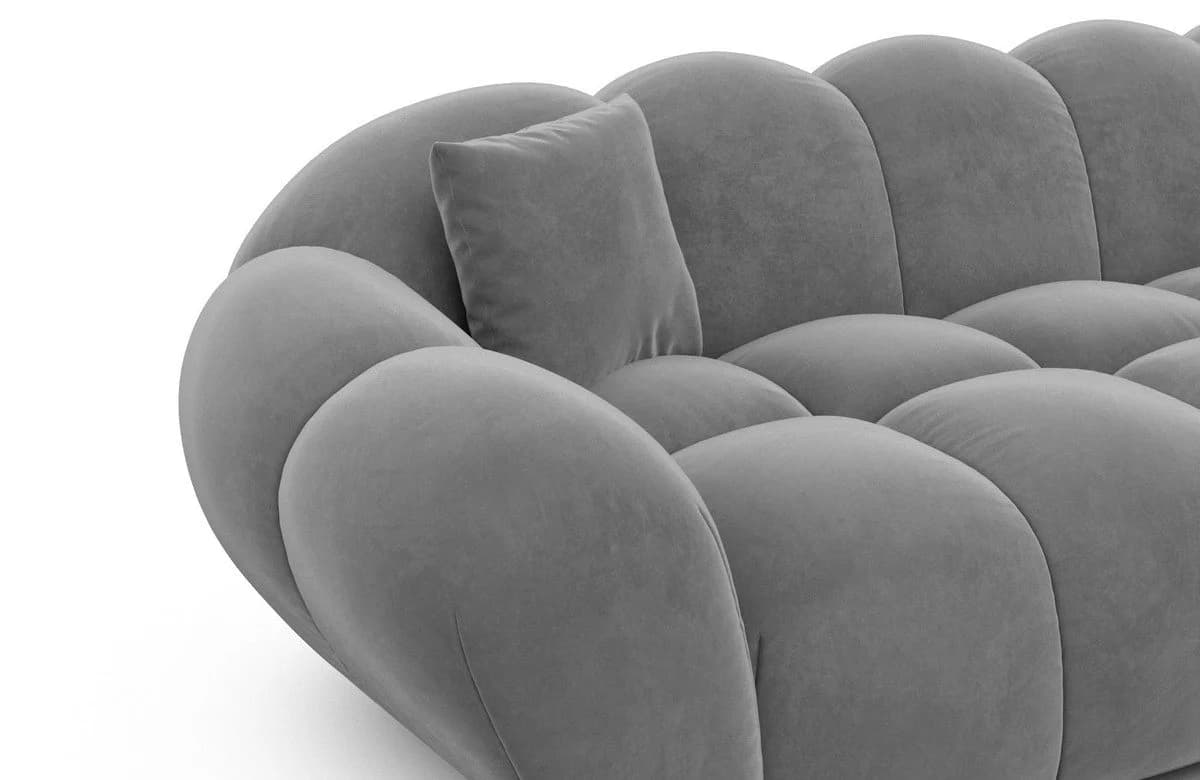 Sofa Dreams Maleron U-Form Sofa Samt Dunkelgrau mit Ottomane links - Bild 5