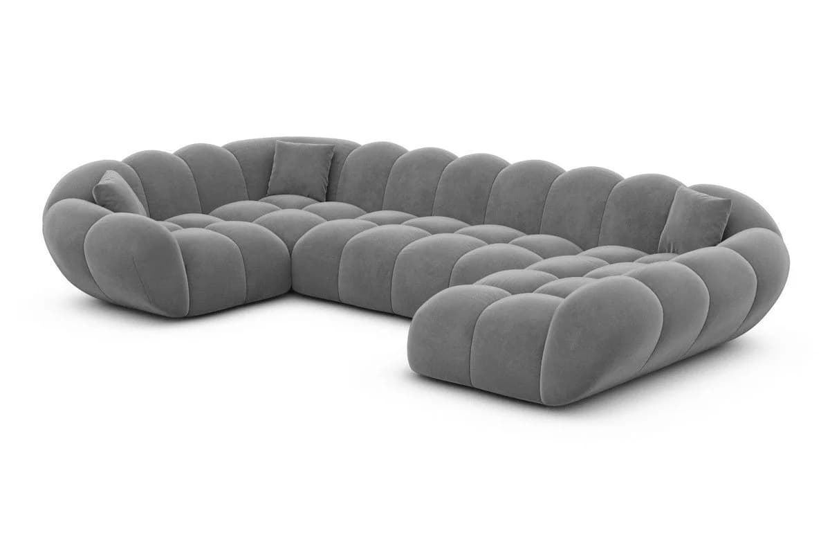 Sofa Dreams Maleron U-Form Wohnlandschaft Samt Dunkelgrau