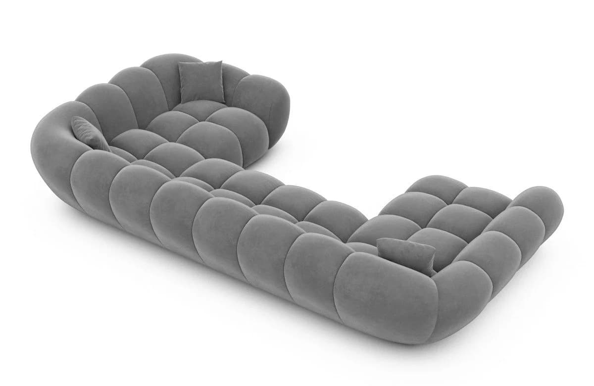Sofa Dreams Maleron U-Form Wohnlandschaft Samt Dunkelgrau - Bild 4