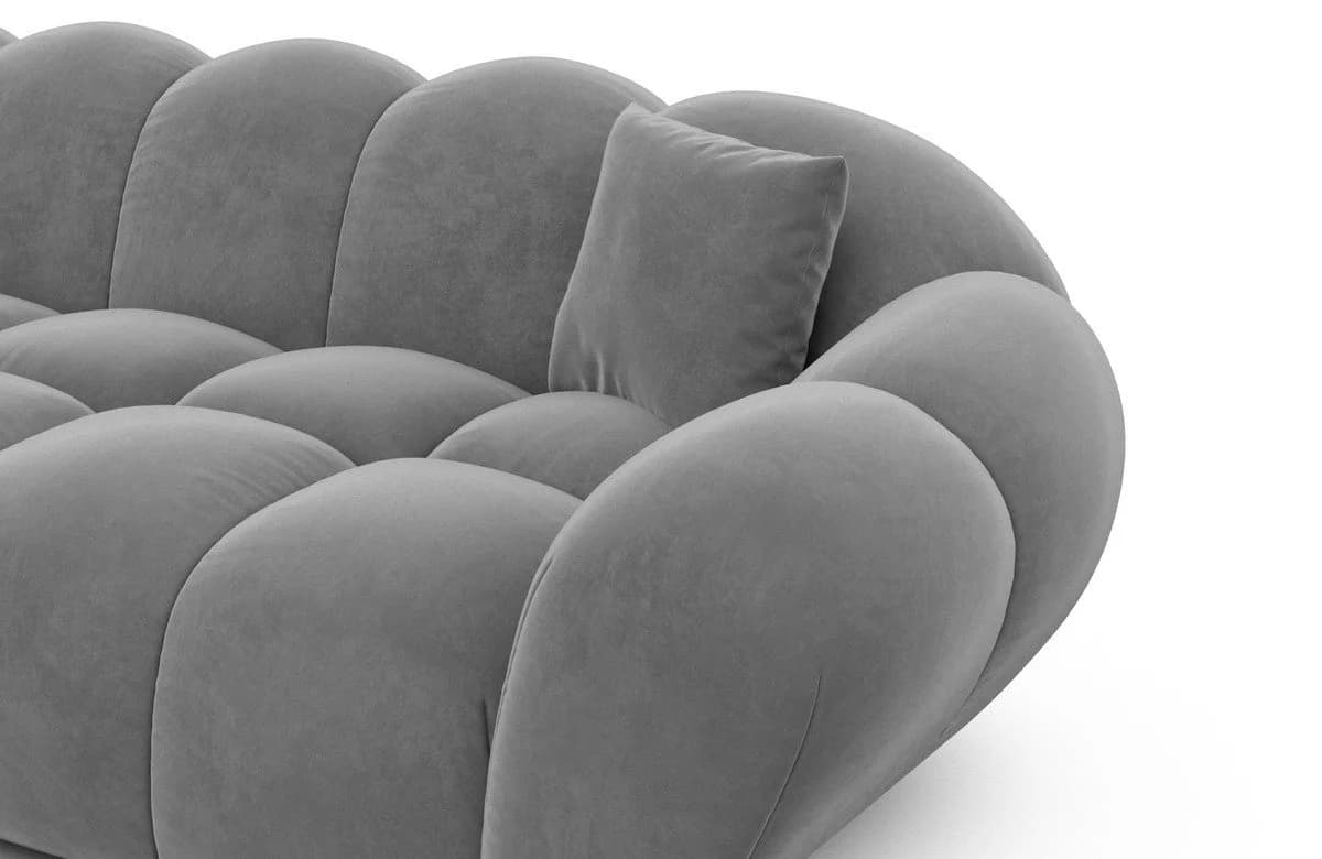 Sofa Dreams Maleron U-Form Wohnlandschaft Samt Dunkelgrau - Bild 5