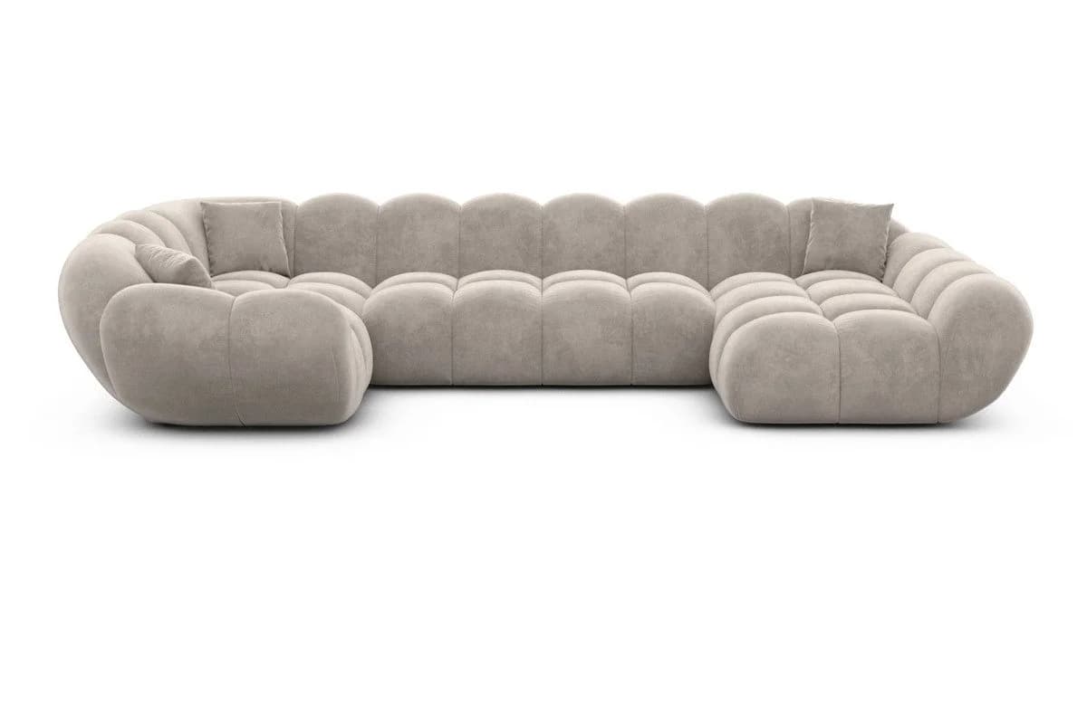 Sofa Dreams Maleron U-Form Stoffsofa Samt Sand 6-Sitzer - Bild 3