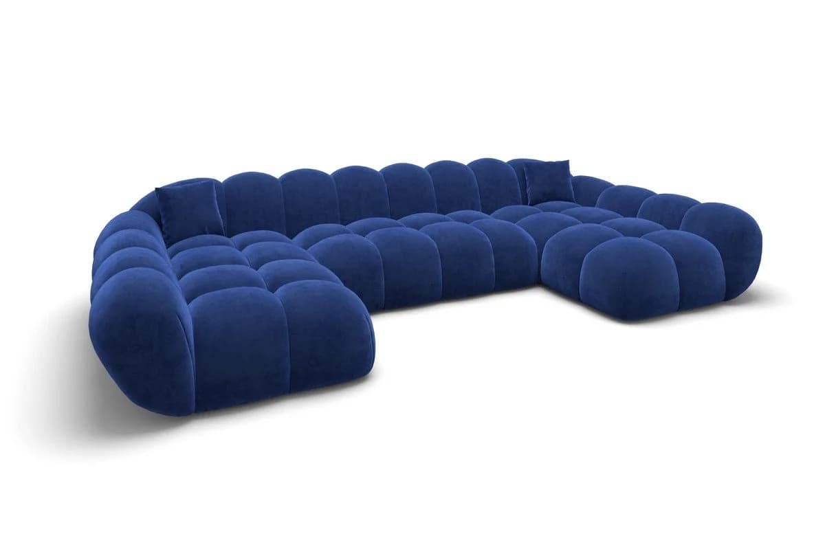 Sofa Dreams Maleron U-Form Studio 6-Sitzer Sofa Samt Dunkelblau