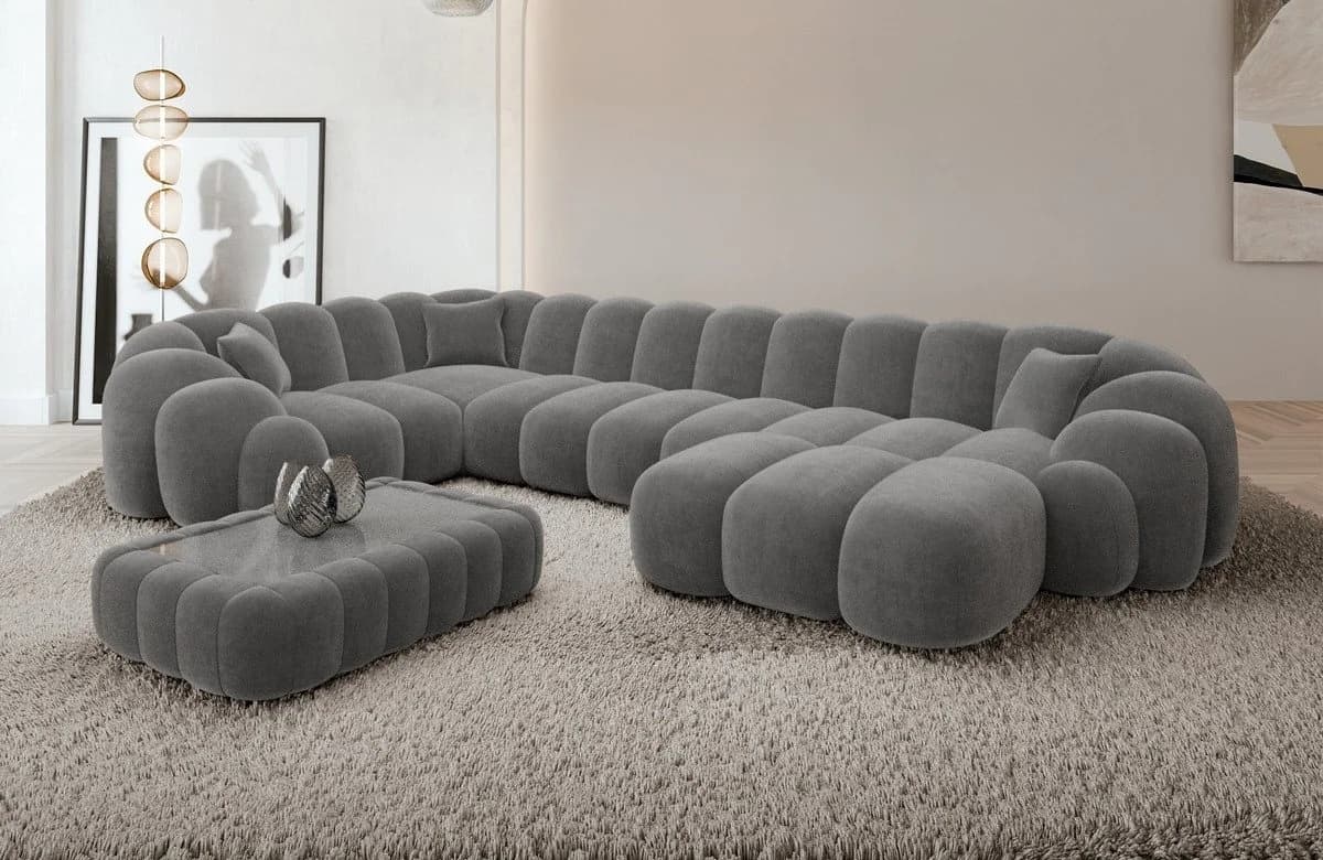 Sofa Dreams Sofa Rajada U Form Samt Dunkelgrau - Bild 2