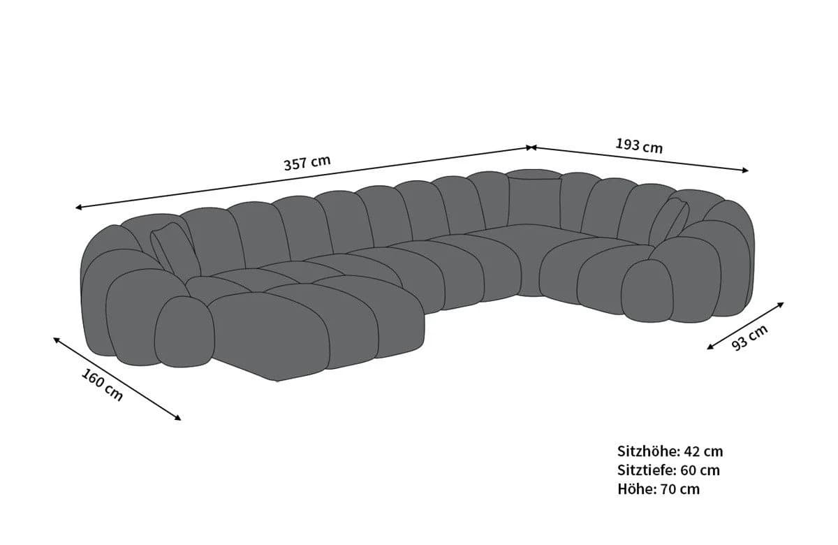 Sofa Dreams Sofa Rajada U Form Stoff Samt Sand - Bild 5