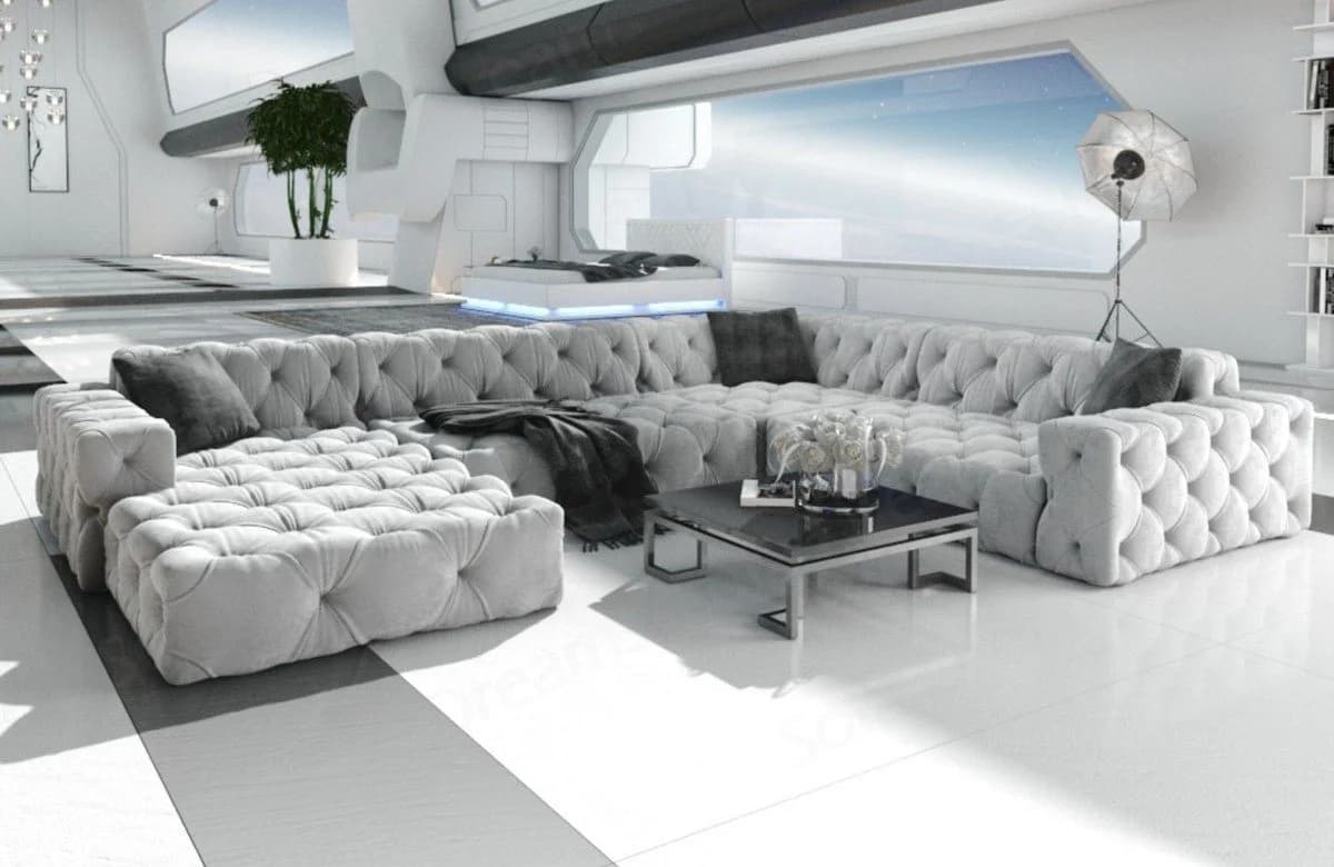 Sofa Dreams Menorca U-Form Samt Sofa grau Modern - Bild 5