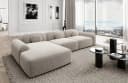Sofa Dreams Ecksofa Barcelona L Form kurz Samt Bezug Beige Bild 2