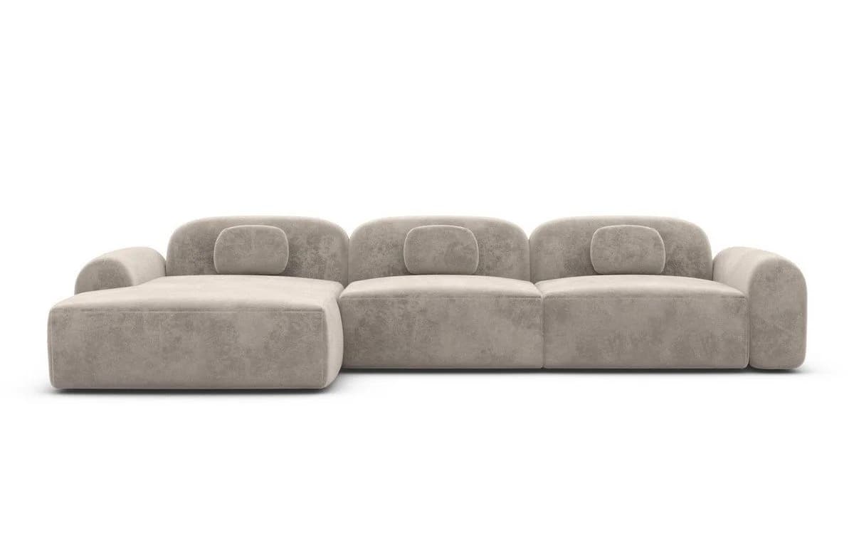 Sofa Dreams Ecksofa Barcelona L Form kurz Samt Bezug Beige - Bild 3