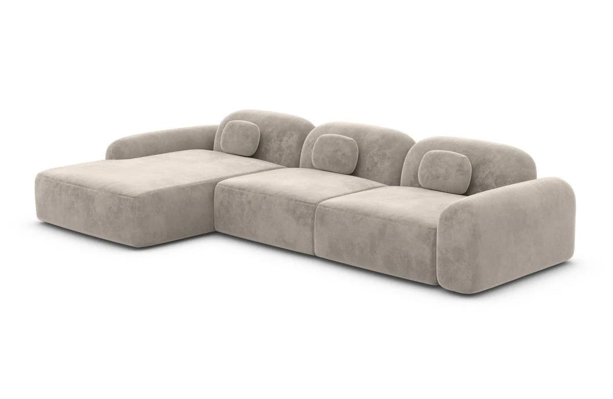 Sofa Dreams Ecksofa Barcelona L Form kurz Samt Bezug Beige - Bild 5