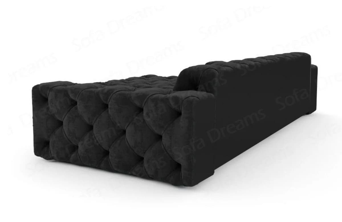 Sofa Dreams Ecksofa Menorca L-Form Schwarz Samtstoff mit Ottomane - Bild 4