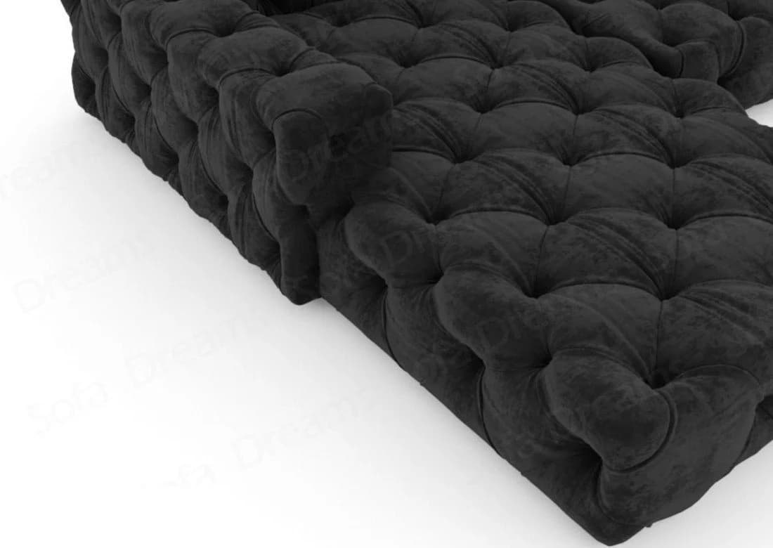 Sofa Dreams Ecksofa Menorca L-Form Schwarz Samtstoff mit Ottomane - Bild 5