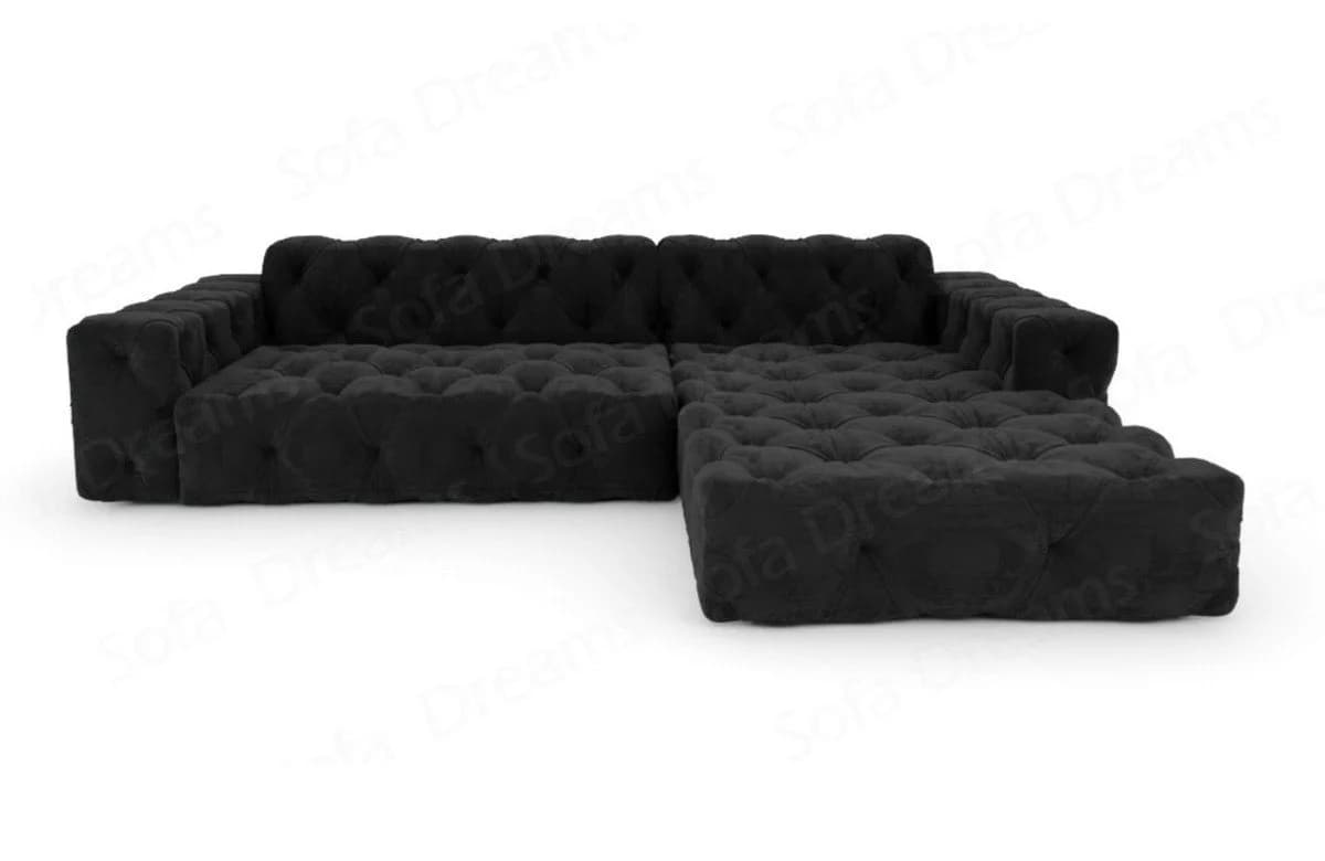 Sofa Dreams Ecksofa Menorca L-Form Schwarz Samtstoff mit Ottomane - Bild 3