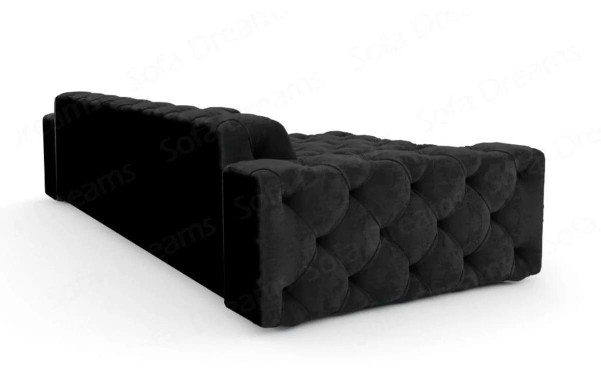 Sofa Dreams Ecksofa Menorca L-Form Schwarz Samtstoff mit Ottomane - Bild 4