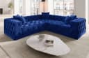 Sofa Dreams Palma Ecksofa L-Form Dunkelblau Samt Chesterfield Bild 2