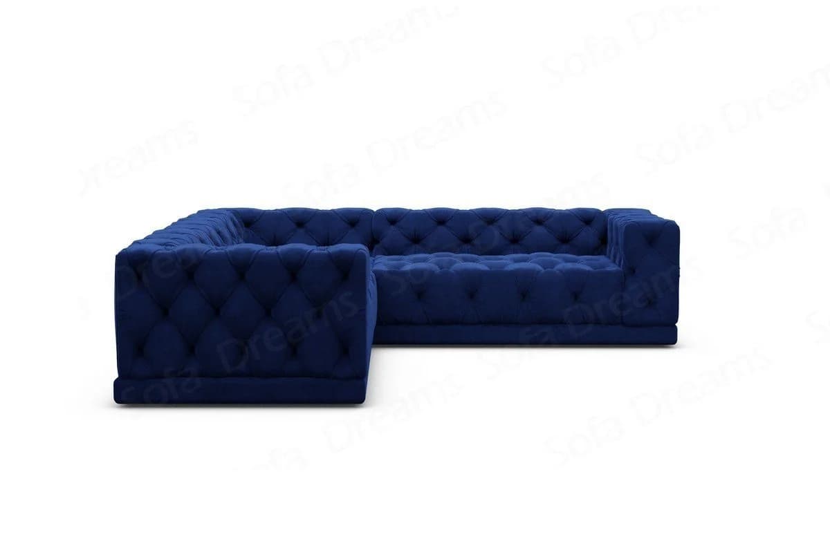 Sofa Dreams Palma Ecksofa L-Form Dunkelblau Samt Chesterfield - Bild 3