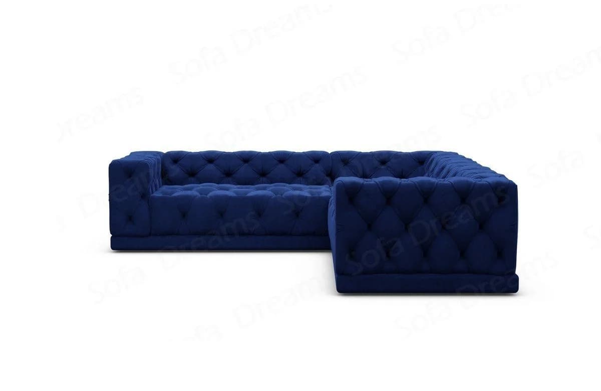 Sofa Dreams Palma Ecksofa L-Form Dunkelblau Samt Chesterfield - Bild 5