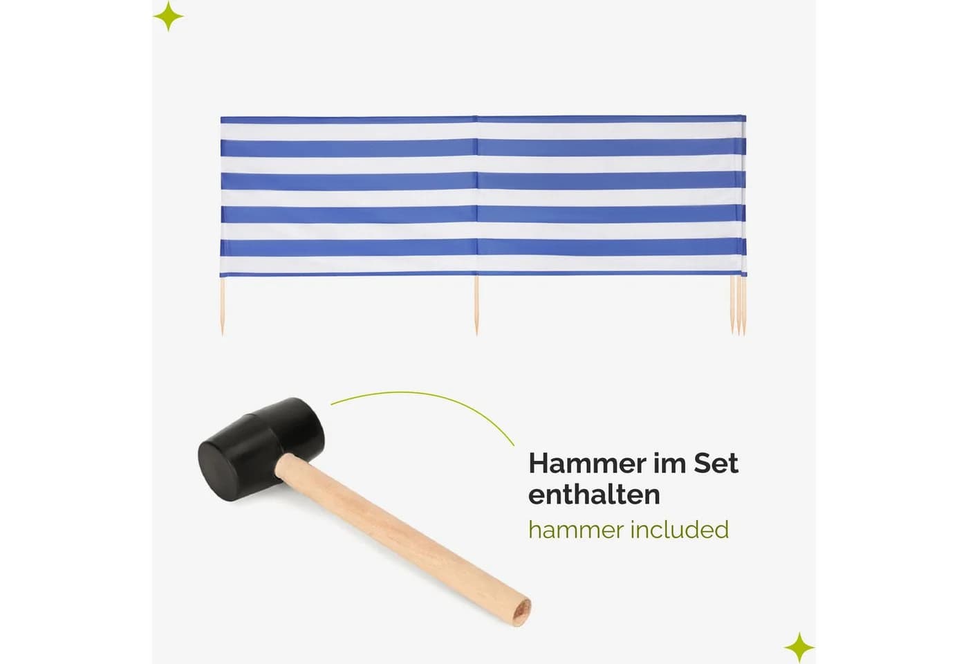 Garronda Strand Windschutz 5m Sichtschutz mit Hammer - Bild 5