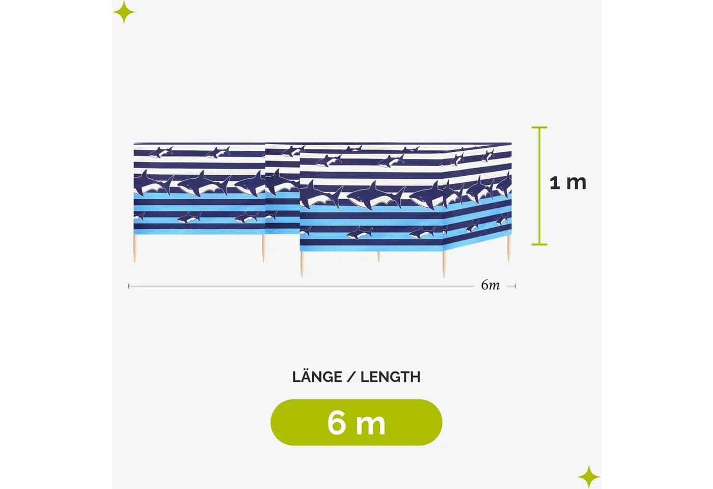 Garronda Strand Windschutz 6m mit Gummihammer